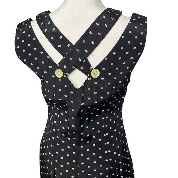 Vintage Express 90s Polka Dot Wide Leg Button Front Jumpsuit - Picture 5 of 13